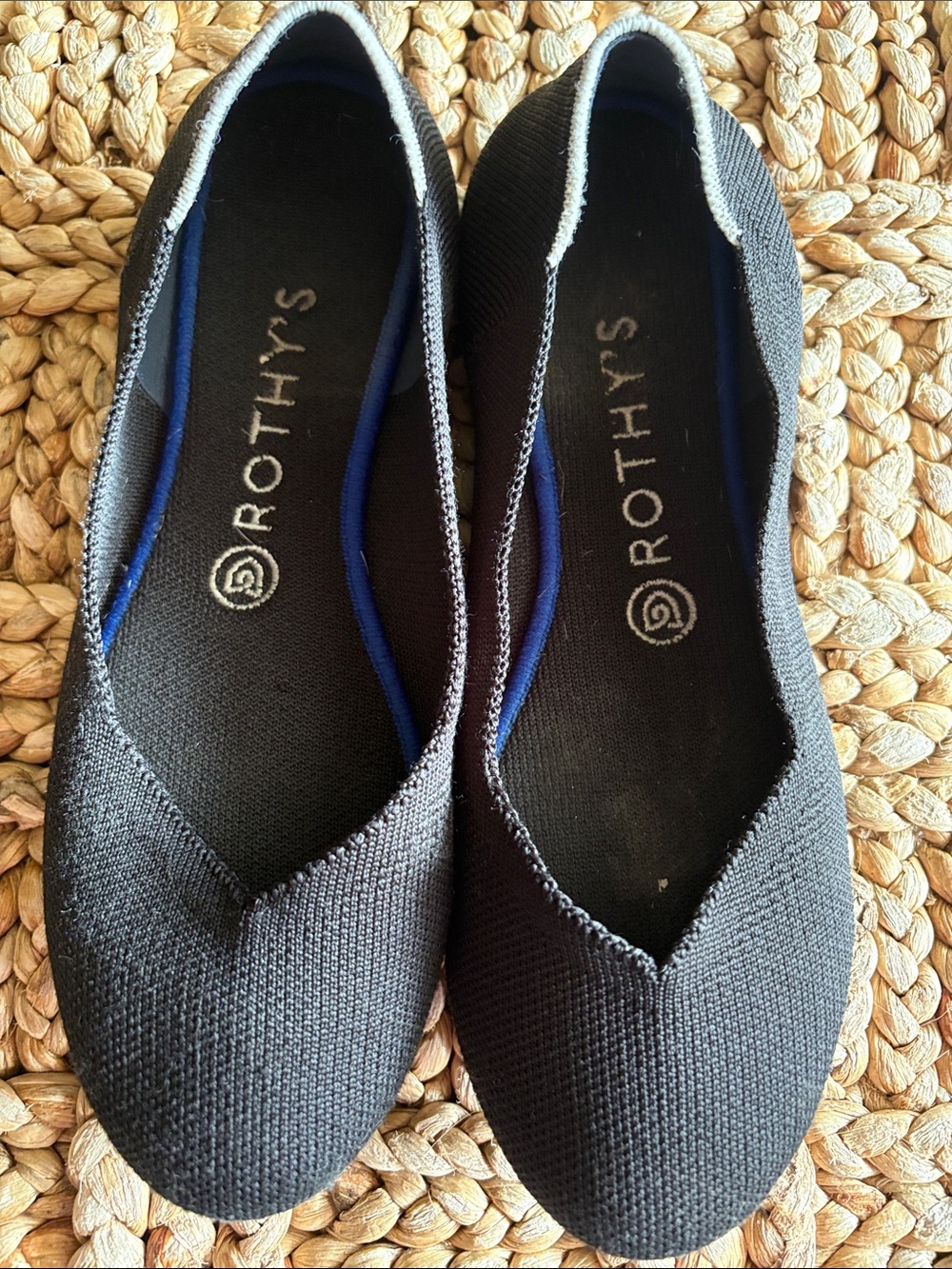 Rothy's Black Knit Pointed Ballet Flats-8.5
